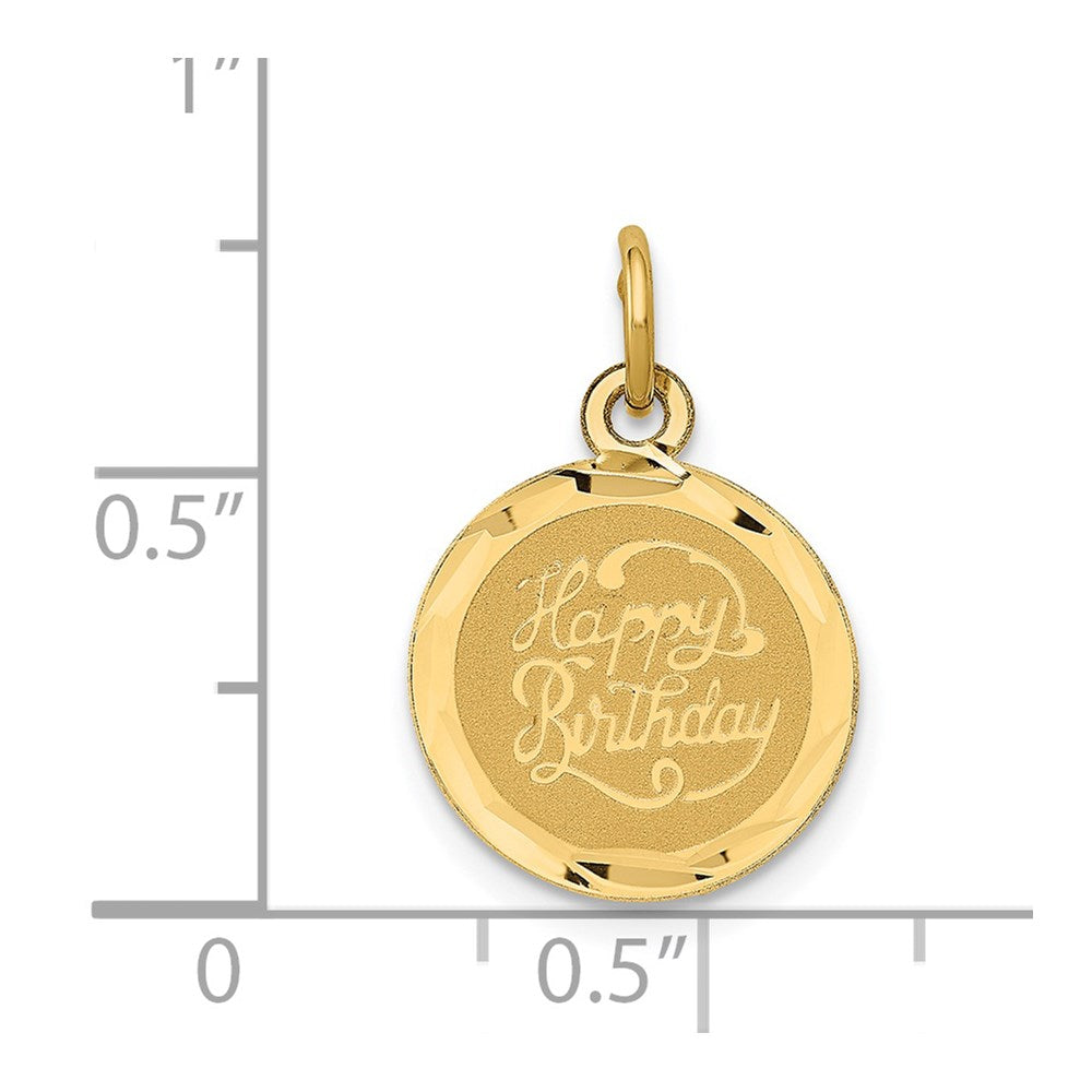 14k HAPPY BIRTHDAY 13mm Engravable Disc Charm