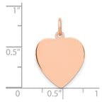 14K Rose Gold Polished Engravable 16mm Heart Disc Pendant