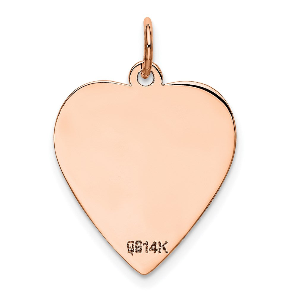 14K Rose Gold Polished Engravable 18mm Heart Disc Pendant