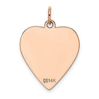 14K Rose Gold Polished Engravable 19mm Heart Disc Pendant