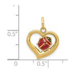 14k Red and Black Enameled Ladybug in Heart Charm