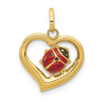 14k Red and Black Enameled Ladybug in Heart Charm