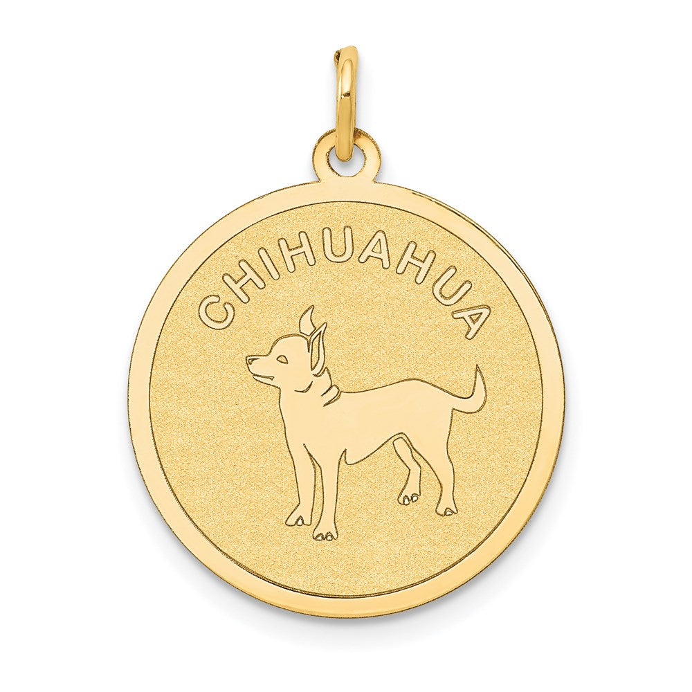 14k CHIHUAHUA 20mm Engravable Disc Dog Charm