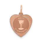 14k Rose Gold HOLY COMMUNION Heart Disc Charm