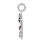 14k White Gold Multi-color CZ Stones Artist Palette Charm