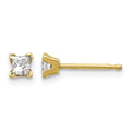 14k AA Quality Complete Princess-cut Diamond Stud Earrings