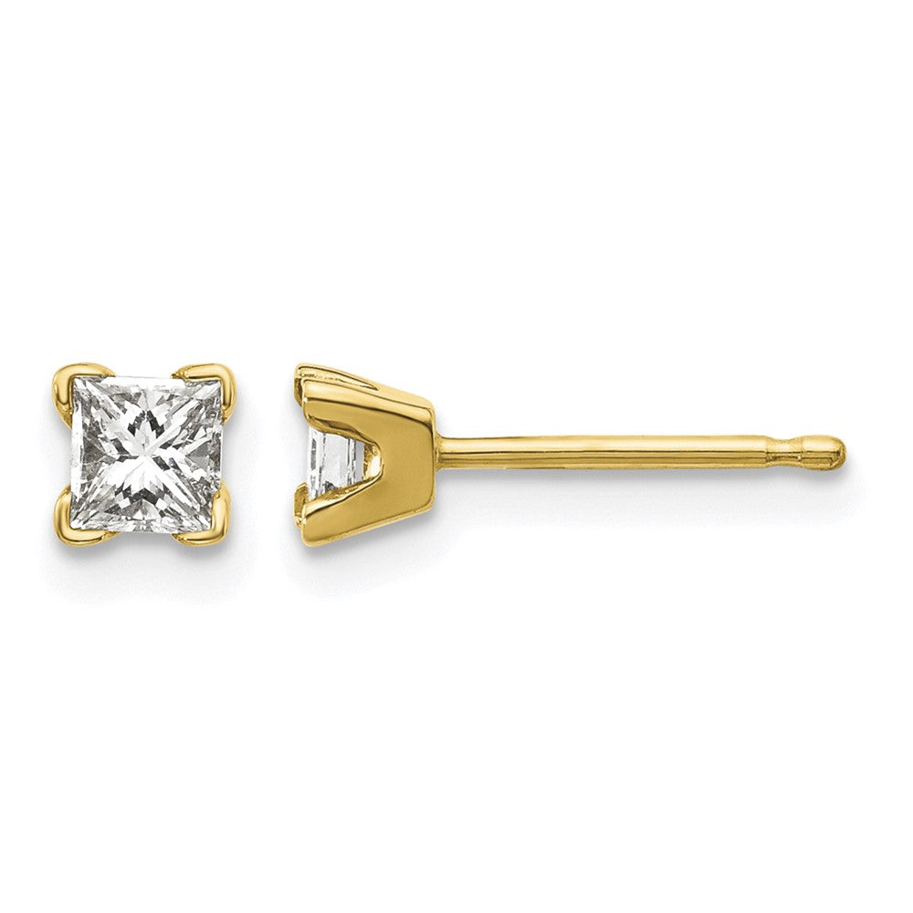 14k AA Quality Complete Princess-cut Diamond Stud Earrings