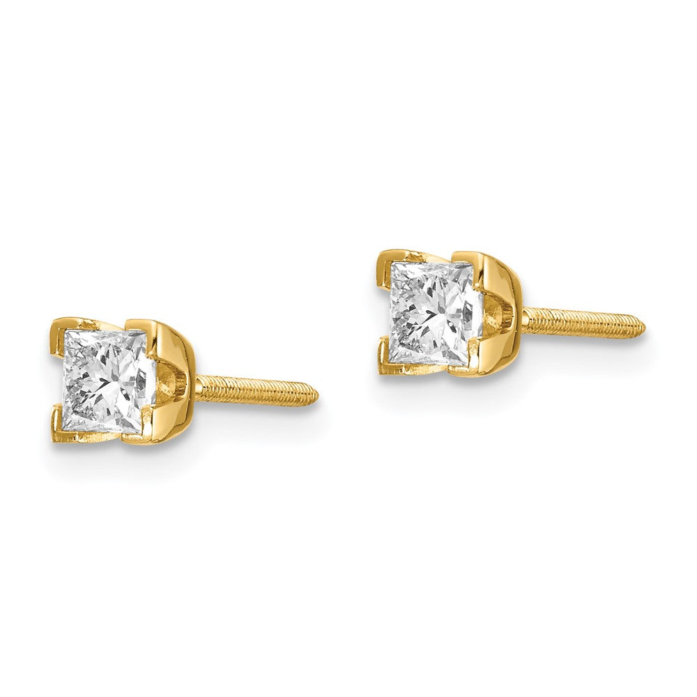 14k AAA Quality Complete Princess-cut Diamond Earrings