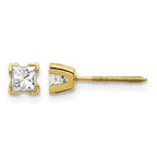 14k AA Quality Complete Princess-cut Diamond Stud Earrings