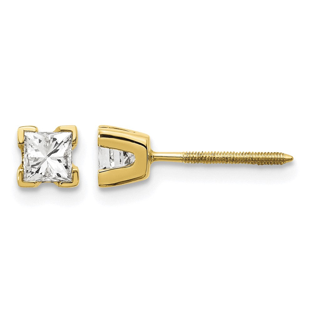 14k VS Quality Complete Princess-cut Diamond Earrings