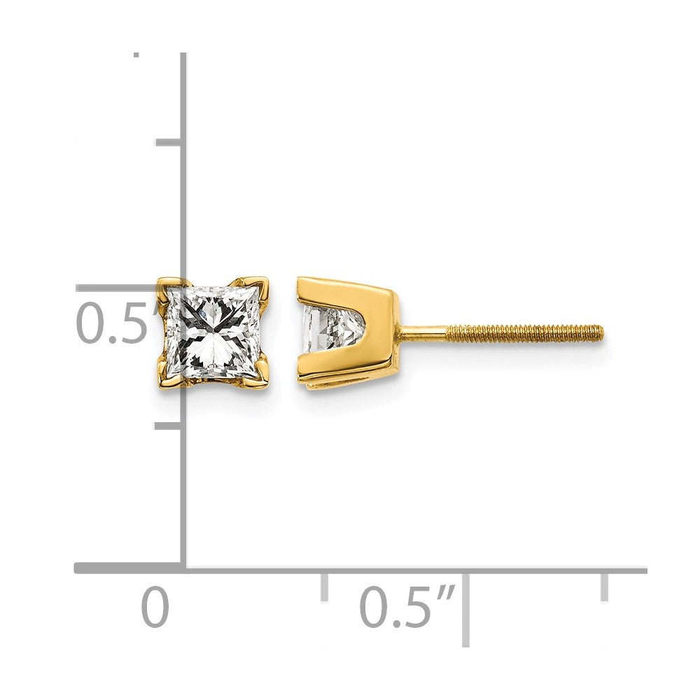 14k AA Quality Complete Princess-cut Diamond Stud Earrings