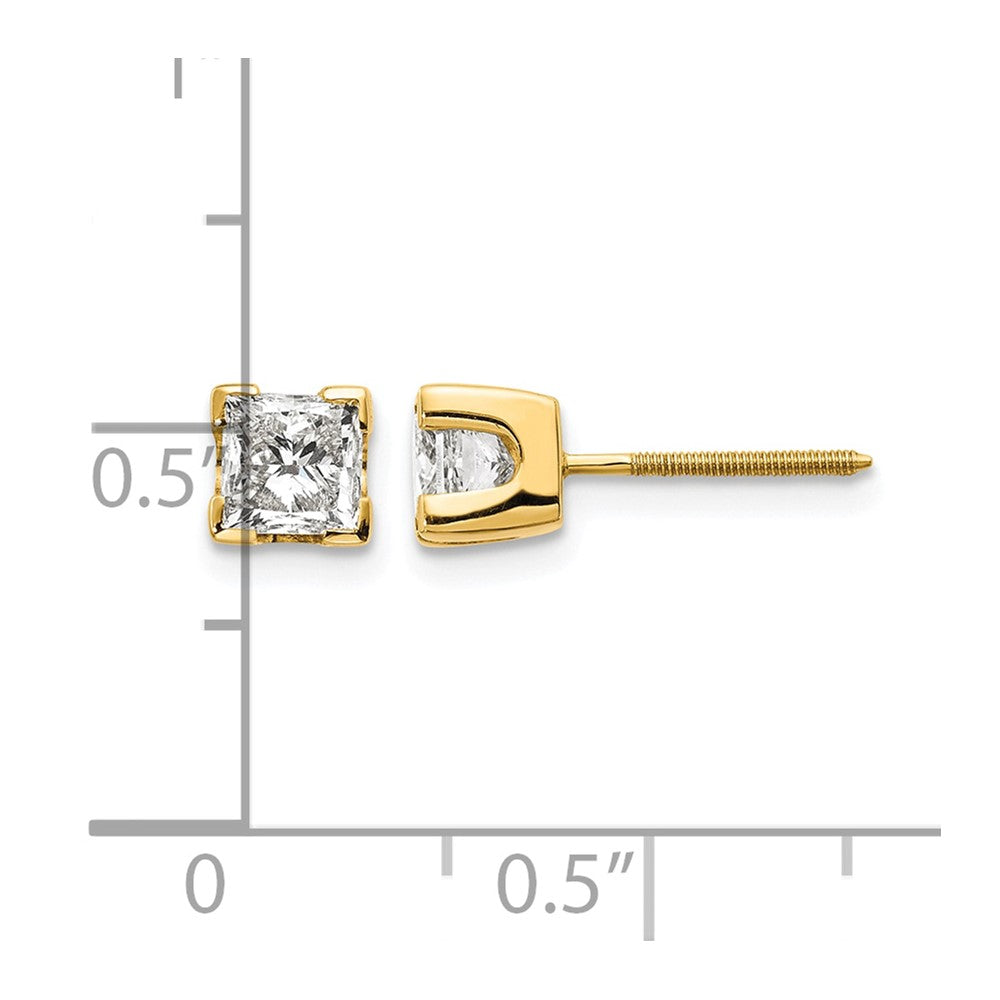 14k 1ct VS Quality Complete Princess-cut Diamond Earrings