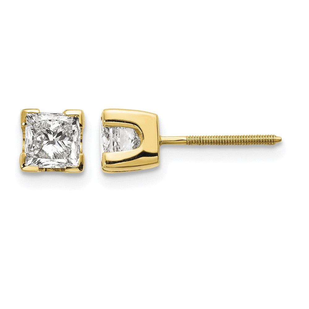 14k 1ct VS Quality Complete Princess-cut Diamond Earrings