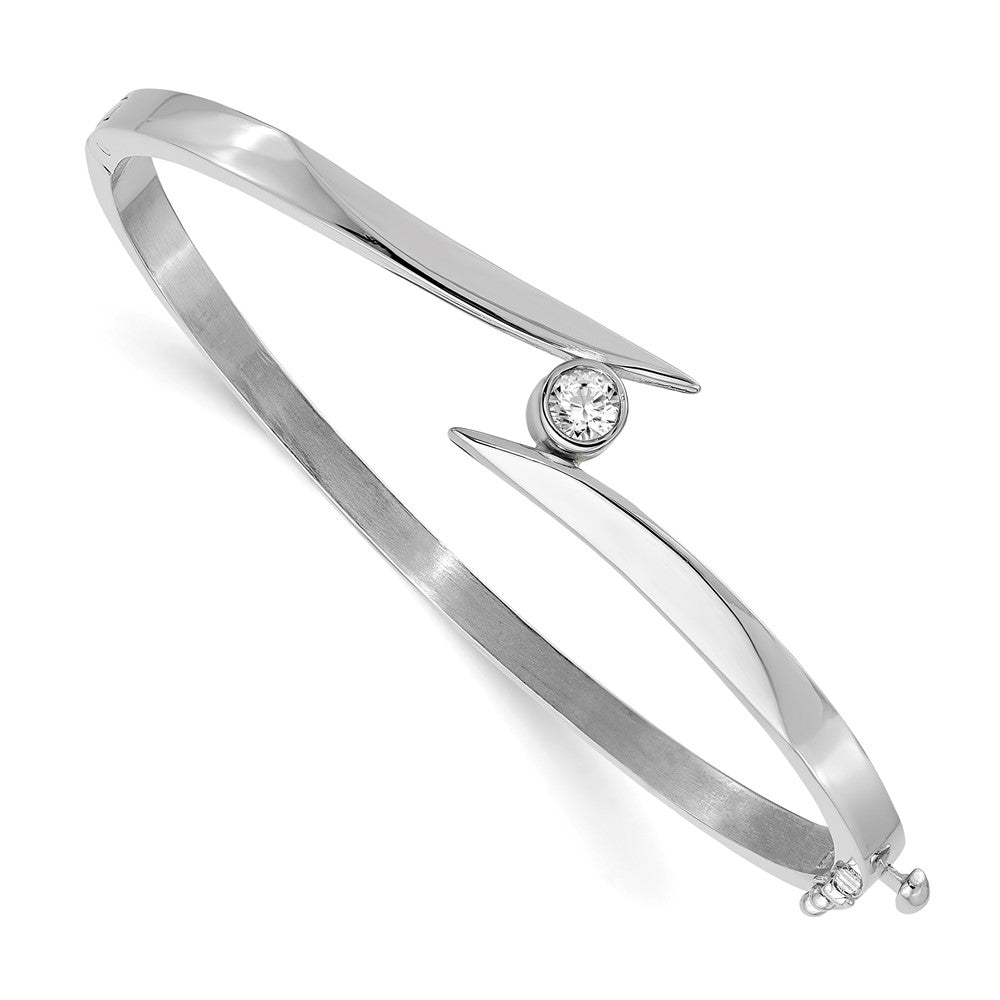 14k White Gold Complete 1/4 carat VS Diamond Hinged Oval Bangle Bracelet