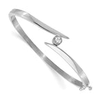 14k White Gold Complete 1/4 carat AA Diamond Hinged Oval Bangle Bracelet
