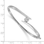14k White Gold Complete 3/8 carat AAA Diamond Hinged Oval Bangle Bracelet