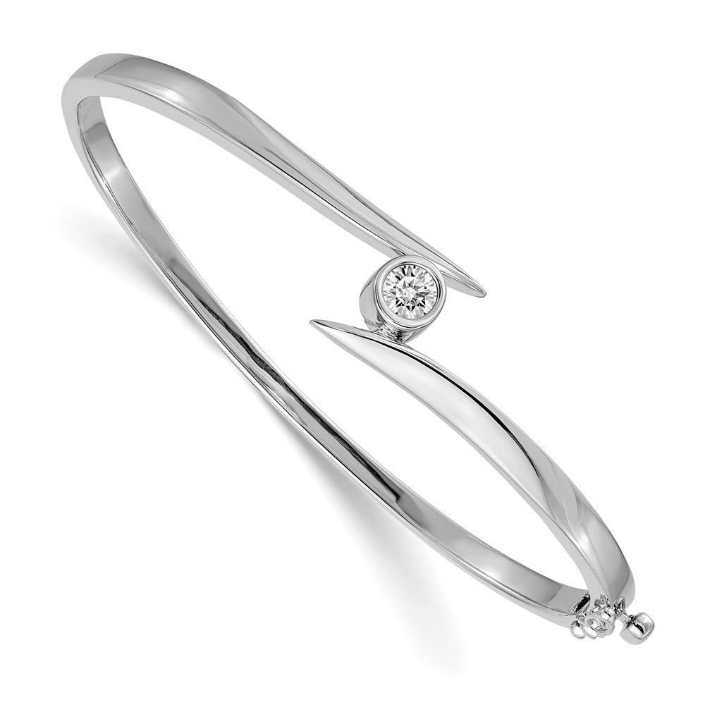 14k White Gold Complete 3/8 carat AAA Diamond Hinged Oval Bangle Bracelet