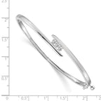 14k White Gold Complete 3-Stone 1/3 carat AAA Diamond Hinged Oval Bangle Bracelet