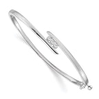 14k White Gold Complete 3-Stone 1/3 carat VS Diamond Hinged Oval Bangle Bracelet