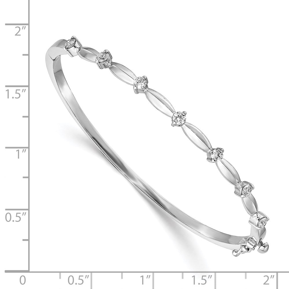 14k Complete 1/2 carat White Gold A Diamond Hinged Oval Bangle Bracelet