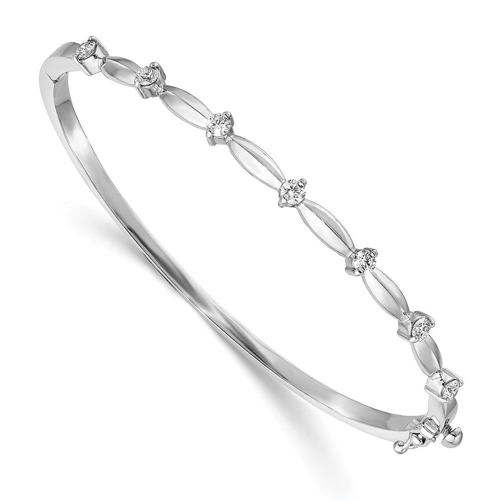 14k Complete 1/2 carat White Gold AAA Diamond Hinged Oval Bangle Bracelet