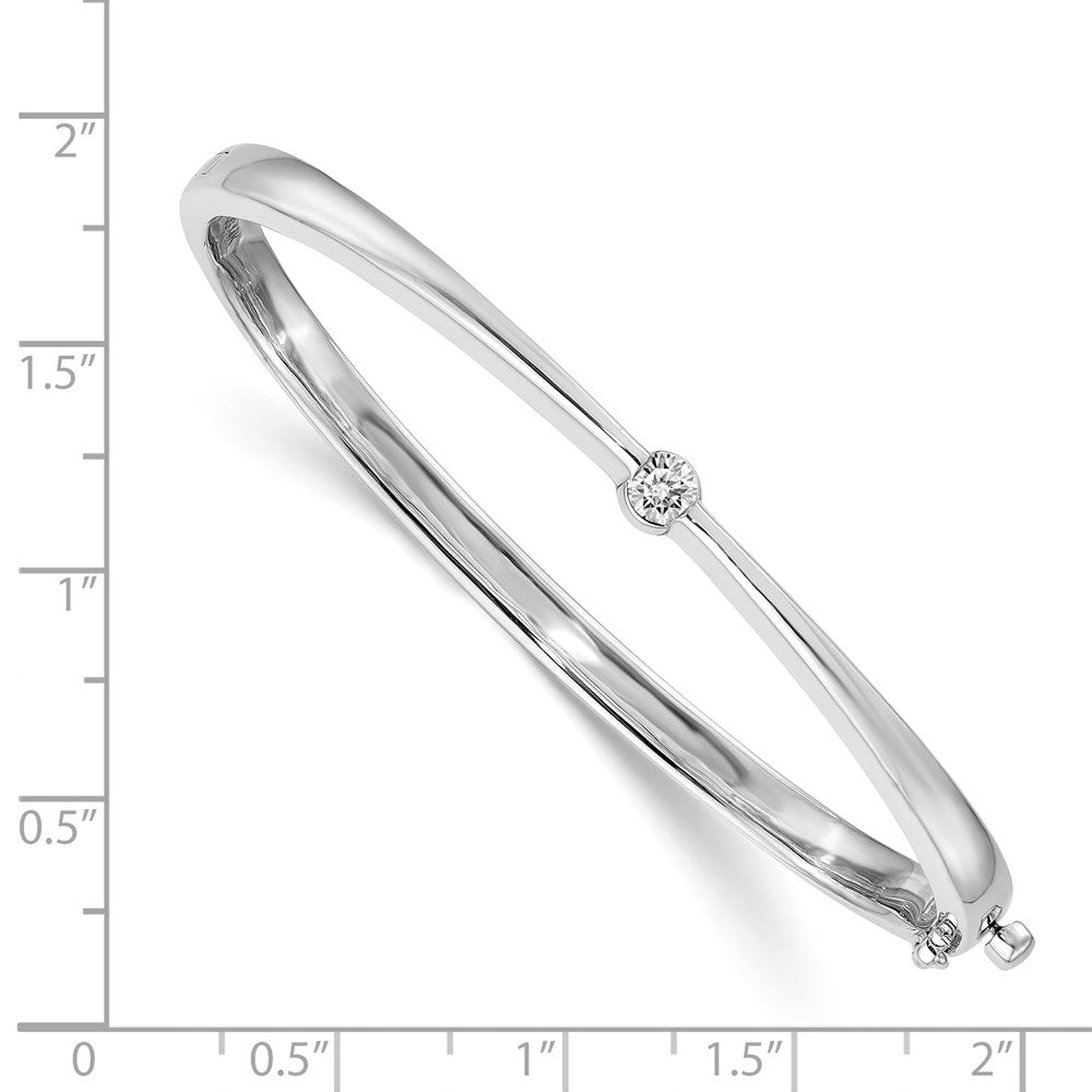 14k White Gold Complete 1/4 carat A Diamond Hinged Oval Bangle Bracelet