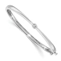 14k White Gold Complete 1/4 carat AA Diamond Hinged Oval Bangle Bracelet