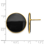 14k 21mm Round Black Onyx Post Earrings