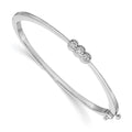 14k White Gold Complete 3-Stone 1/2 carat A Diamond Hinged Oval Bangle Bracelet