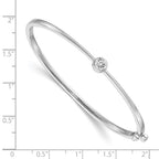 14k White Gold Complete 1/4 carat A Diamond Hinged Oval Bangle Bracelet