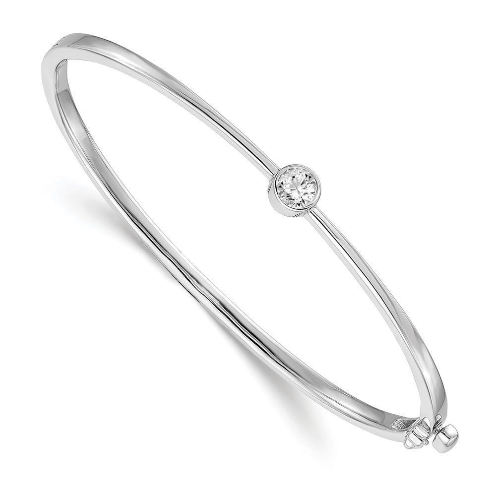 14k White Gold Complete 1/4 carat AAA Diamond Hinged Oval Bangle Bracelet