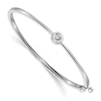 14k White Gold Complete 1/2 carat AA Diamond Hinged Oval Bangle Bracelet