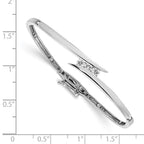 14k White Gold Complete 3-Stone 1/4 carat A Diamond Hinged Bangle Bracelet