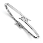 14k White Gold Complete 3-Stone 1/4 carat A Diamond Hinged Bangle Bracelet