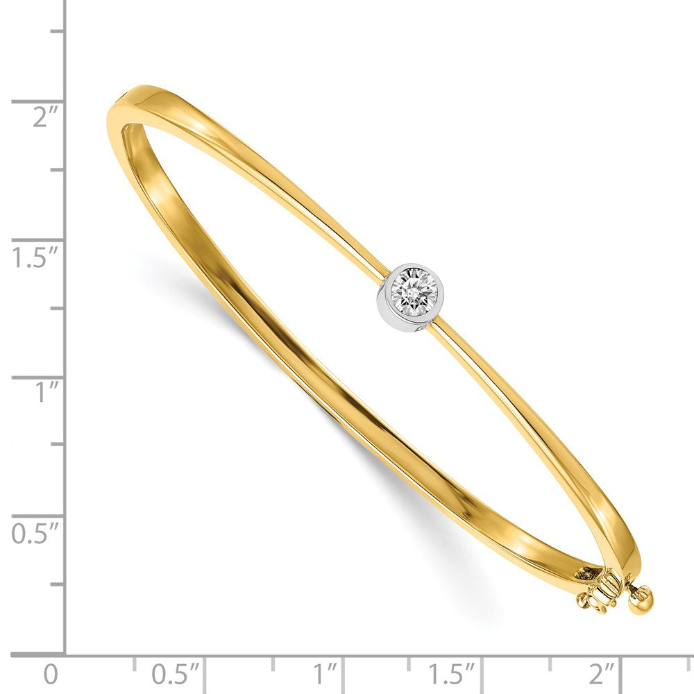 14k Two-tone Complete 1/4 carat A Diamond Hinged Oval Bangle Bracelet