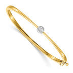 14k Two-tone Complete 1/4 carat VS Diamond Hinged Oval Bangle Bracelet