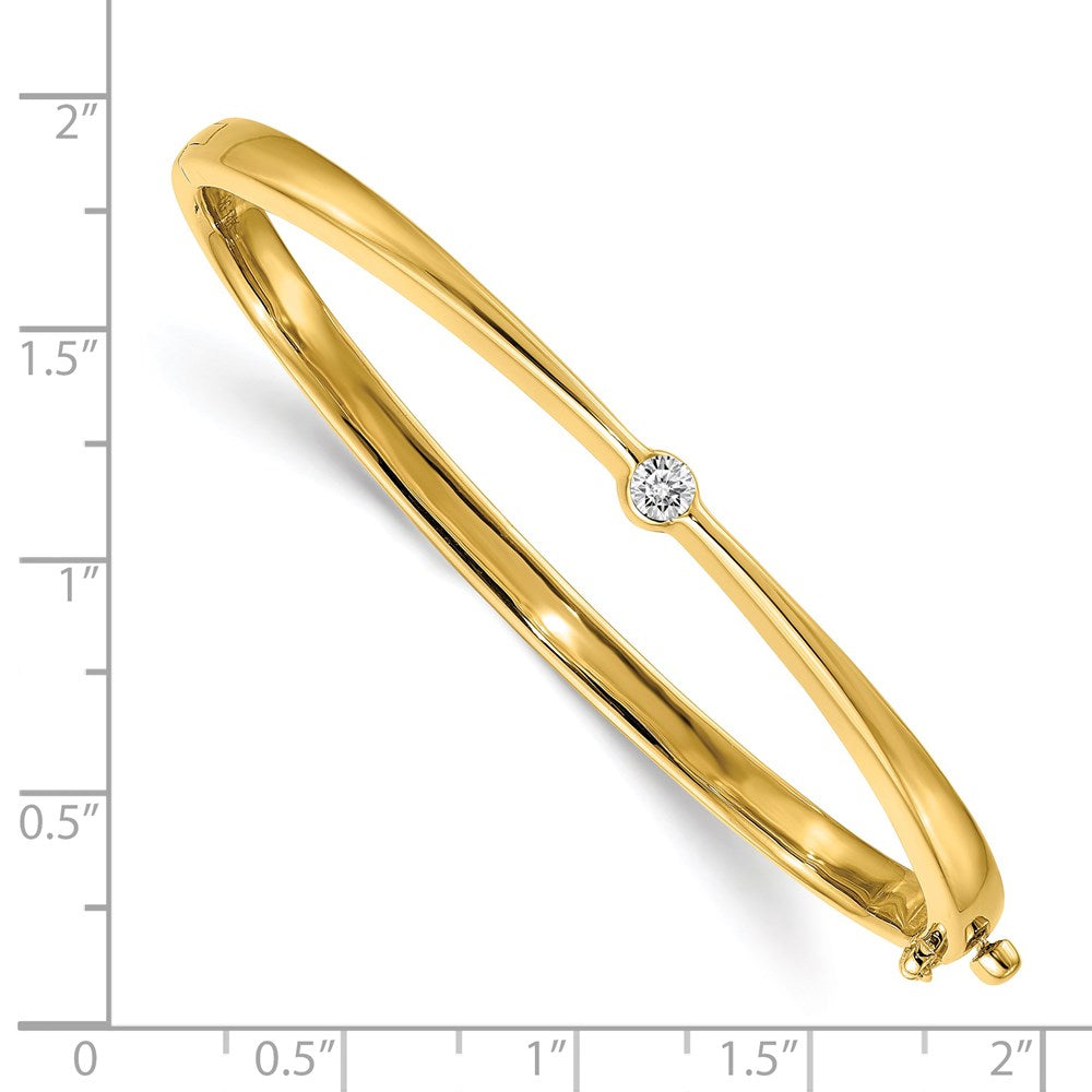 14k Polished Complete 1/4 carat A Diamond Hinged Oval Bangle Bracelet