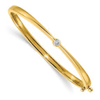 14k Polished Complete 1/4 carat AAA Diamond Hinged Oval Bangle Bracelet