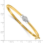 14k Two-tone Complete 1/2 carat A Diamond Hinged Oval Bangle Bracelet