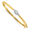 14k Two-tone Complete 1/2 carat A Diamond Hinged Oval Bangle Bracelet