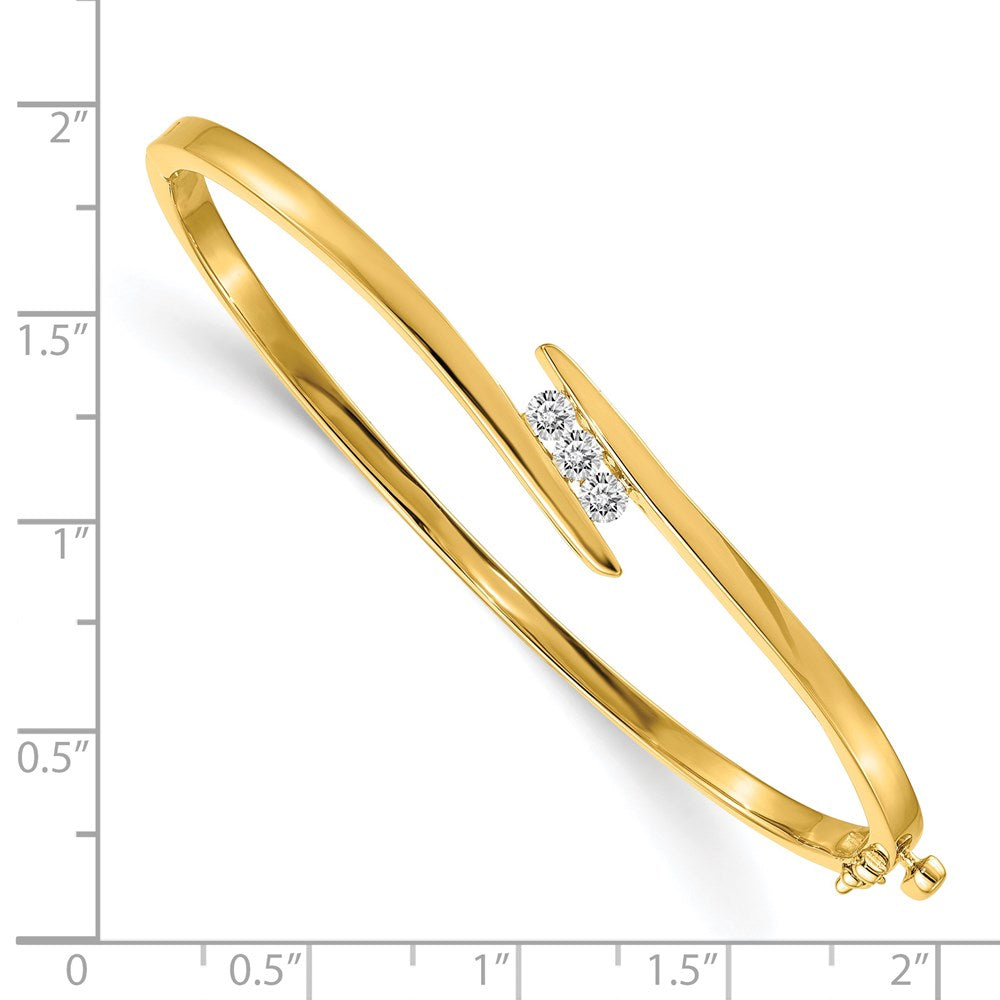 14k Complete 3-Stone 1/3 carat VS Diamond Hinged Oval Bangle Bracelet