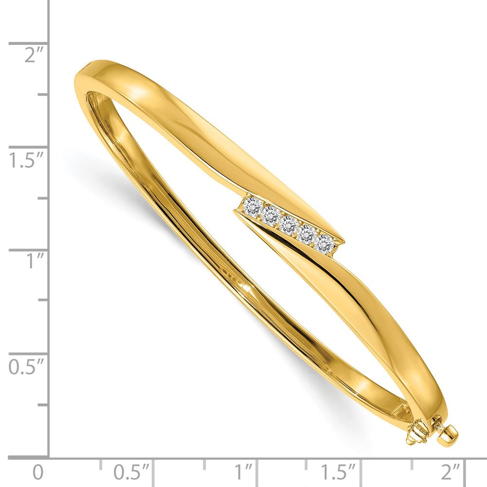14k Complete 5-Stone 1/3 carat VS Diamond Hinged Oval Bangle Bracelet