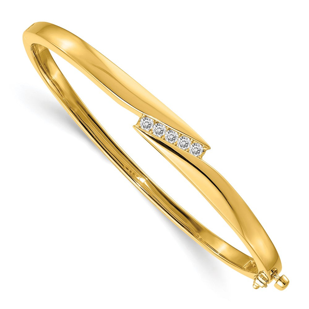 14k Complete 5-Stone 1/3 carat VS Diamond Hinged Oval Bangle Bracelet