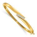14k Complete 5-Stone 1/3 carat A Diamond Hinged Oval Bangle Bracelet