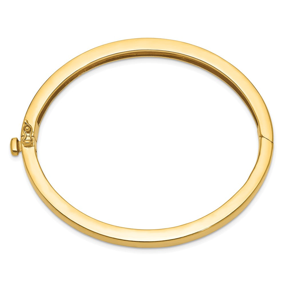 14k 6.3mm Polished Solid Hinged Oval Bangle Bracelet