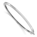 14k White Gold 2.5mm Polished Solid Hinged Oval Bangle Bracelet