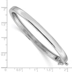 14k White Gold 5.3mm Polished Solid Hinged Oval Bangle Bracelet