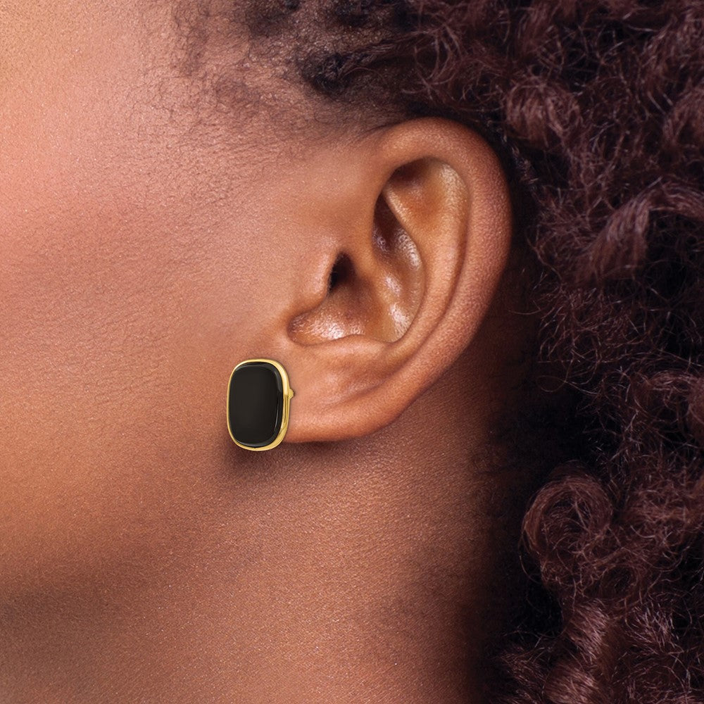 14k 17x15mm Black Onyx Post Earrings