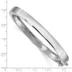 14k White Gold 6.3mm Polished Solid Hinged Oval Bangle Bracelet