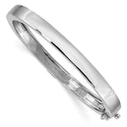 14k White Gold 6.3mm Polished Solid Hinged Oval Bangle Bracelet